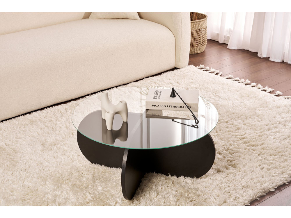 Houten salontafel "Aeris" - 75 x 75 x 35 cm - NoirFumée hout
