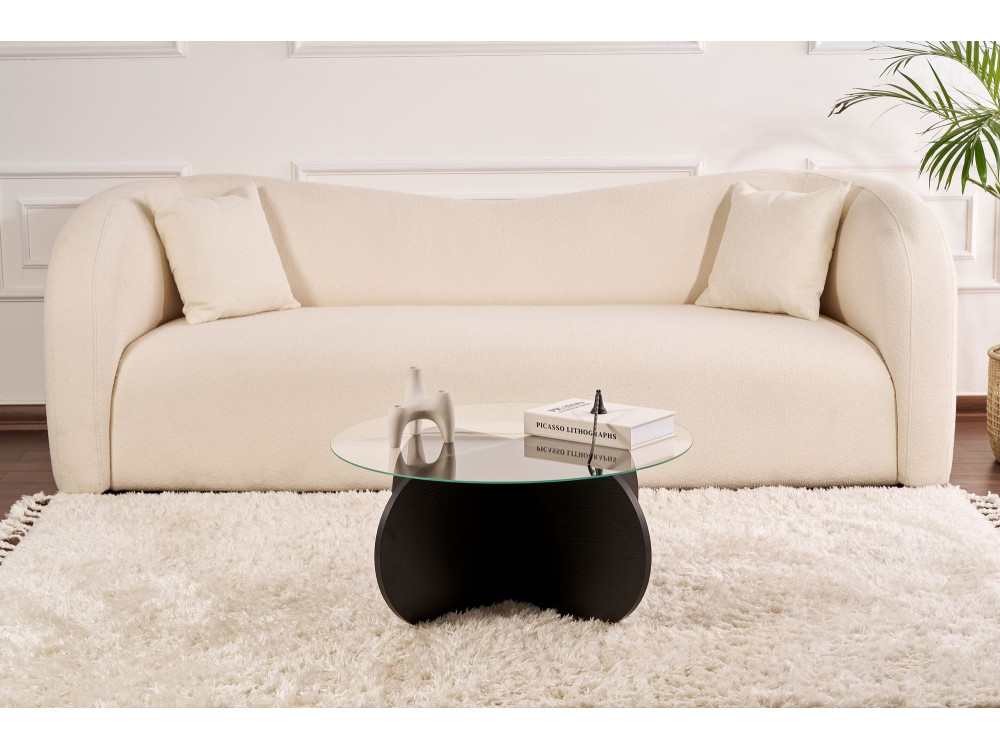 Houten salontafel "Aeris" - 75 x 75 x 35 cm - NoirFumée hout