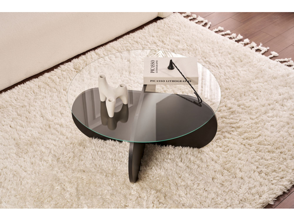 Houten salontafel "Aeris" - 75 x 75 x 35 cm - NoirFumée hout