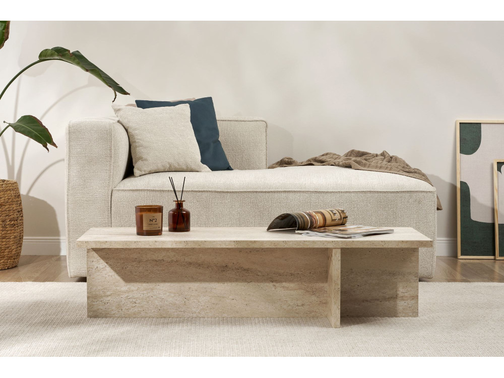 Harbor" houten salontafel - 120 x 45 x 30 cm - Travertin