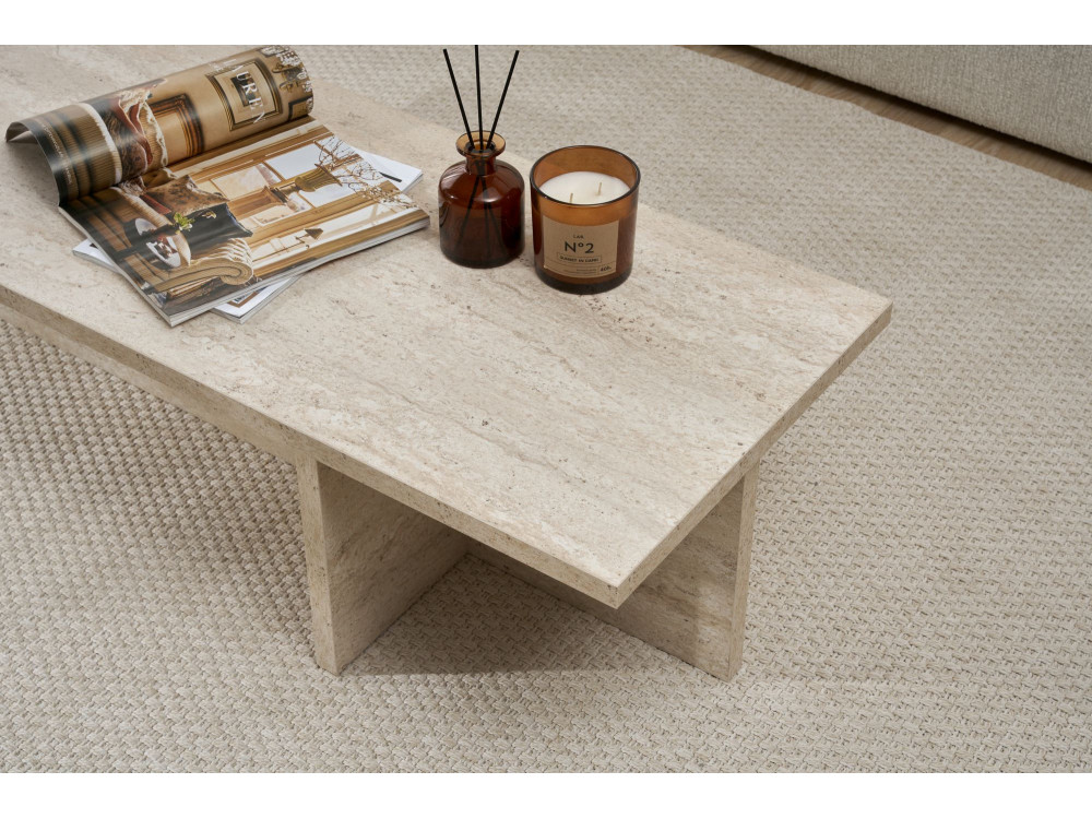 Harbor" houten salontafel - 120 x 45 x 30 cm - Travertin