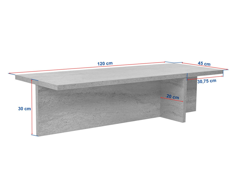 Harbor" houten salontafel - 120 x 45 x 30 cm - Travertin