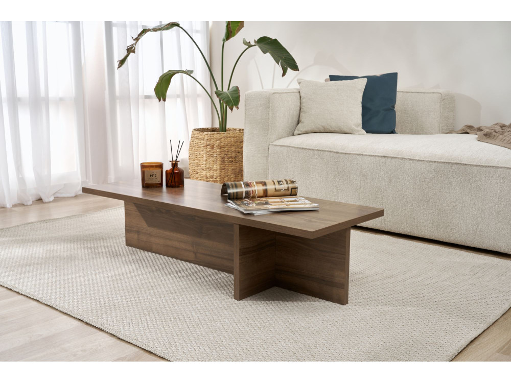 Harbor" houten salontafel - 120 x 45 x 30 cm - Notelaar