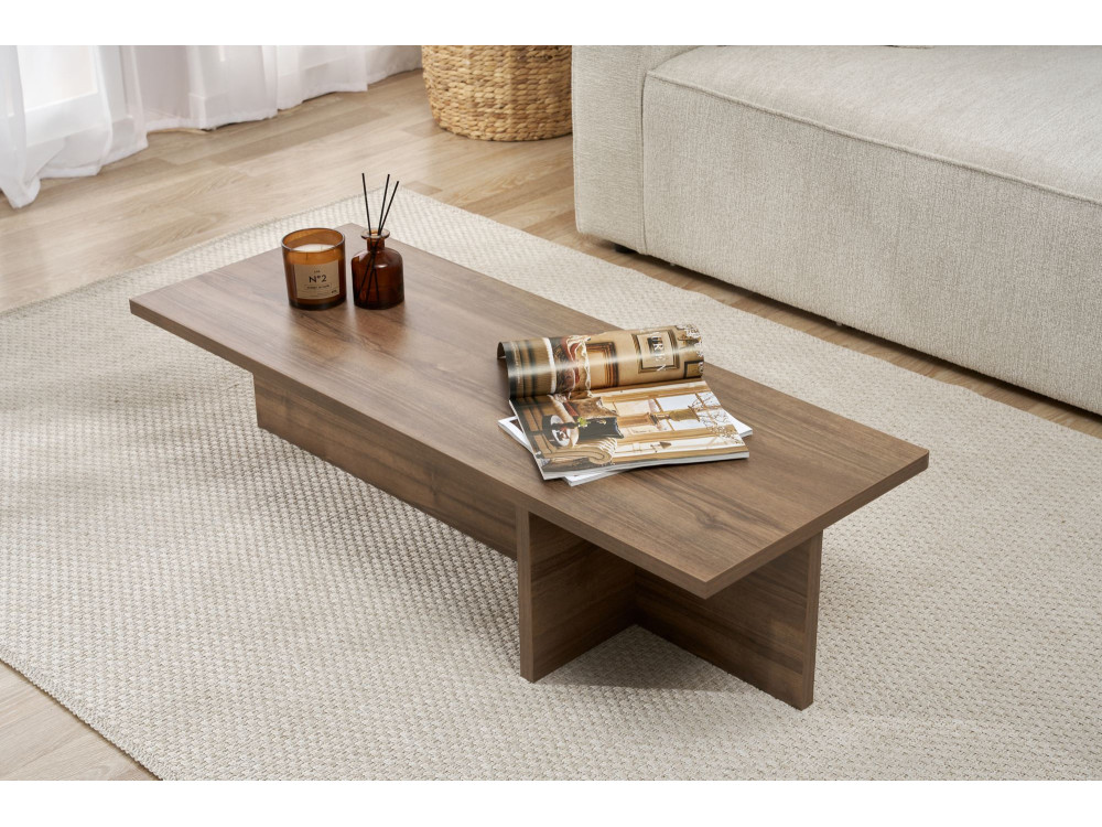 Harbor" houten salontafel - 120 x 45 x 30 cm - Notelaar