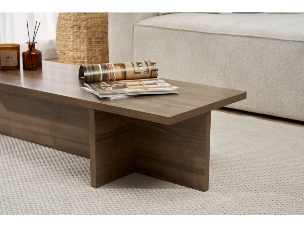Harbor" houten salontafel - 120 x 45 x 30 cm - Notelaar