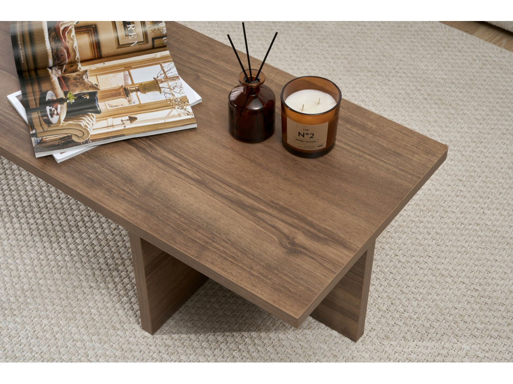 Harbor" houten salontafel - 120 x 45 x 30 cm - Notelaar