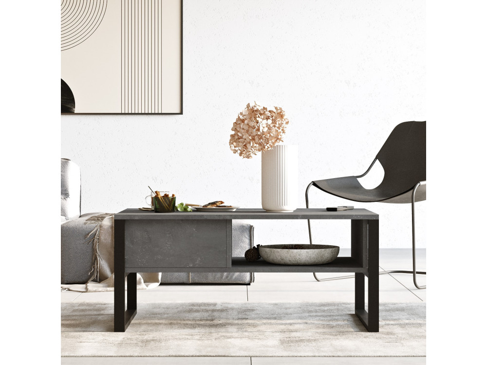 Houten salontafel ML34 - 100 x 59 x 44 cm - Zilver