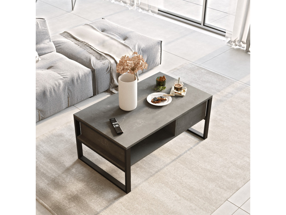 Houten salontafel ML34 - 100 x 59 x 44 cm - Zilver