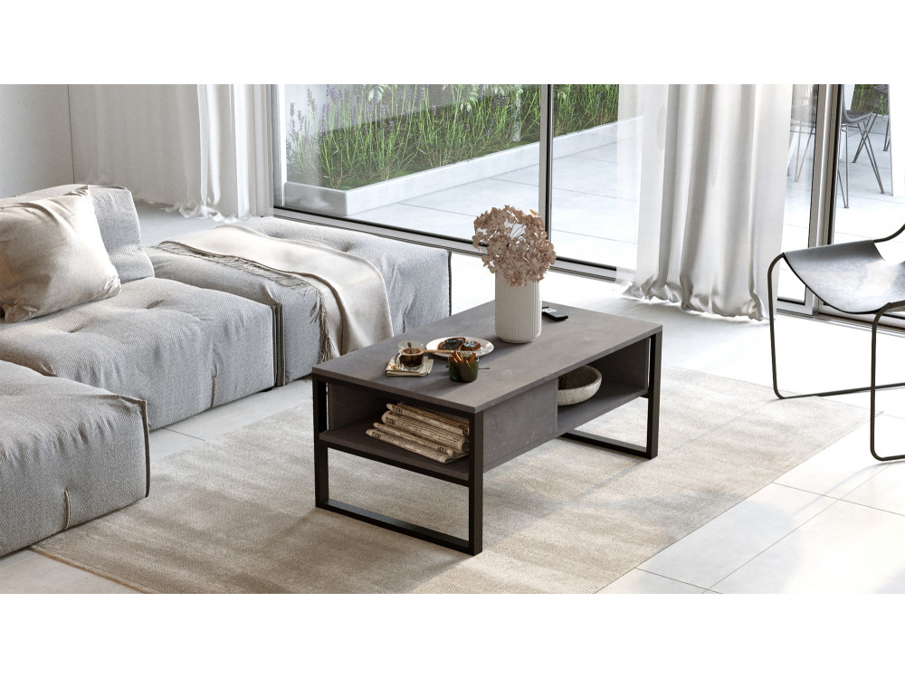 Houten salontafel ML34 - 100 x 59 x 44 cm - Zilver