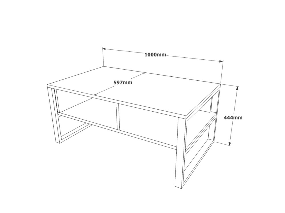 Houten salontafel ML34 - 100 x 59 x 44 cm - Zilver