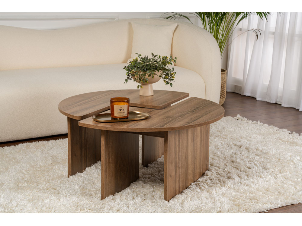 Houten salontafel "Moira" - 90 x 90 x 41 cm - Notelaar