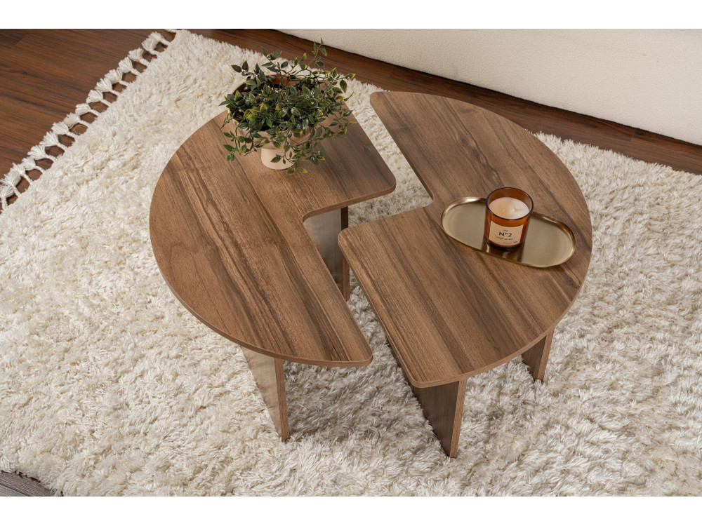 Houten salontafel "Moira" - 90 x 90 x 41 cm - Notelaar