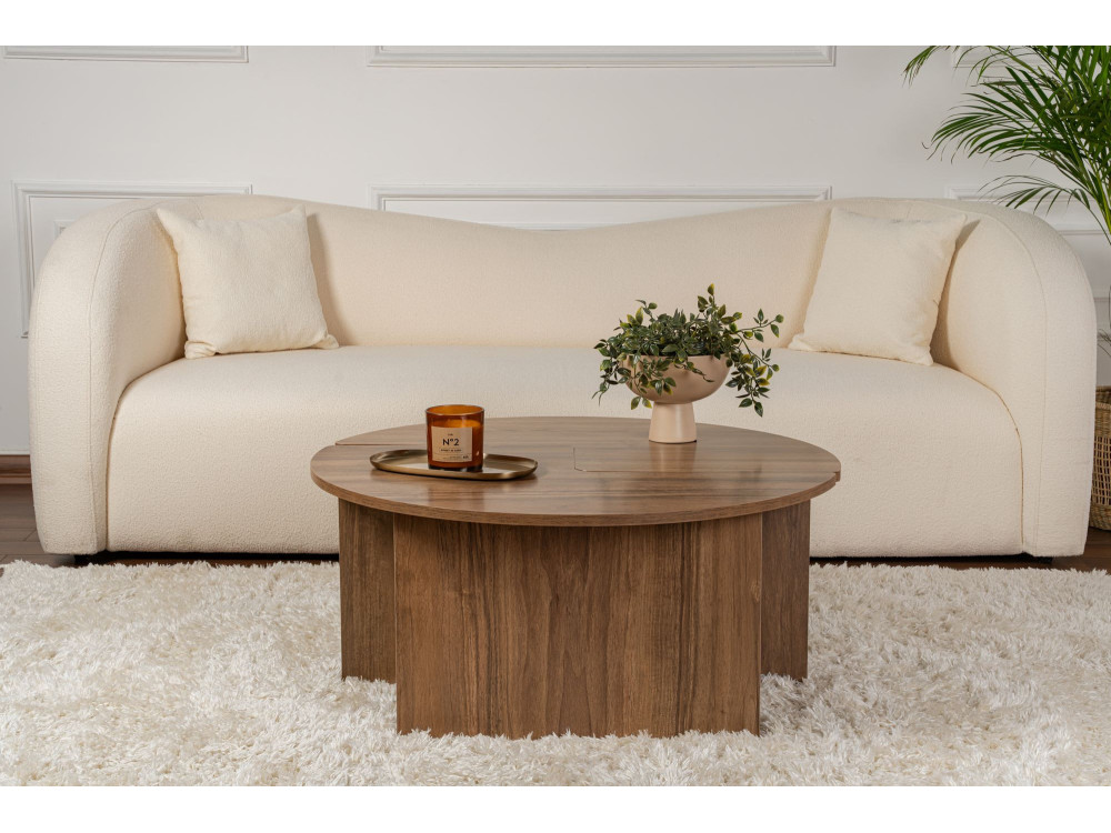 Houten salontafel "Moira" - 90 x 90 x 41 cm - Notelaar
