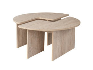 Houten salontafel "Moira" - 90 x 90 x 41 cm - Travertin