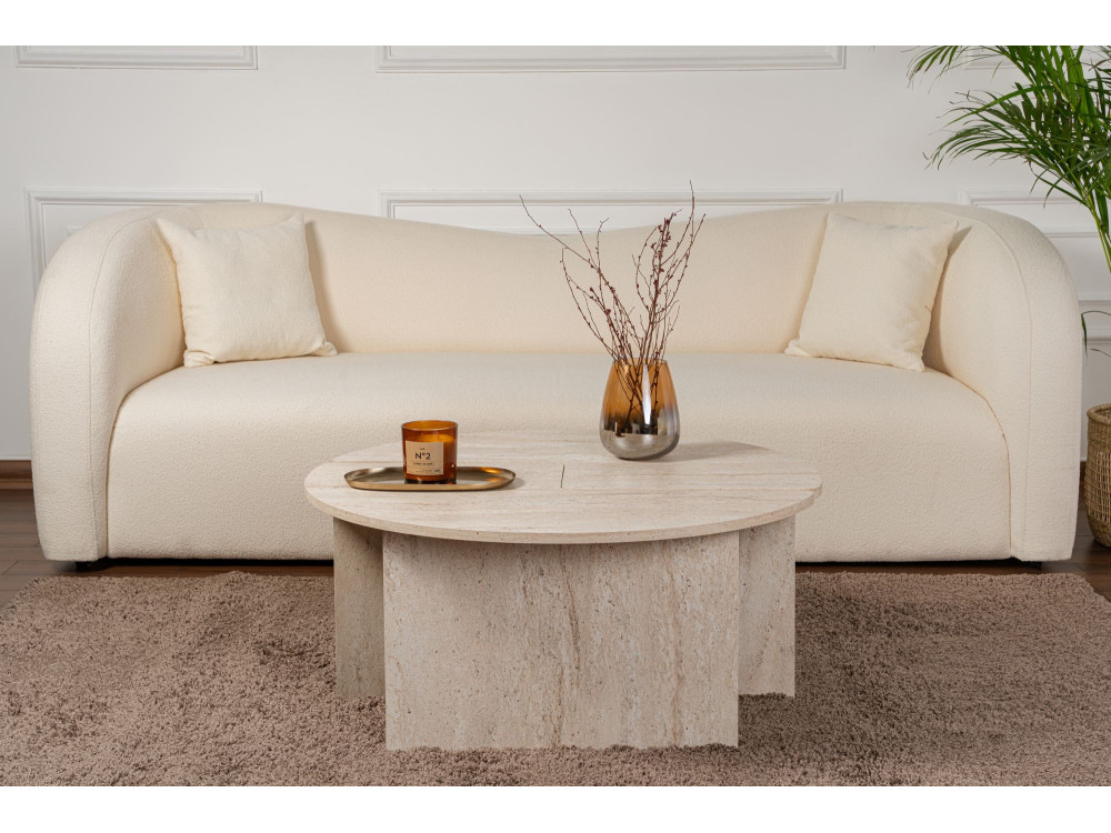 Houten salontafel "Moira" - 90 x 90 x 41 cm - Travertin
