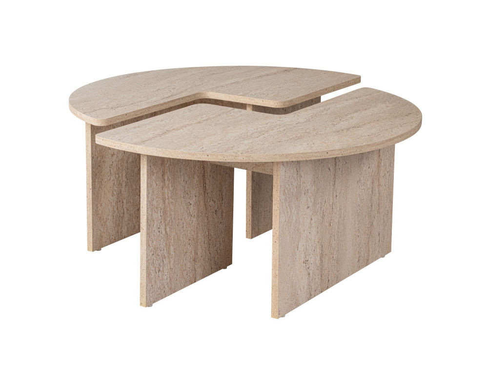 Houten salontafel "Moira" - 90 x 90 x 41 cm - Travertin