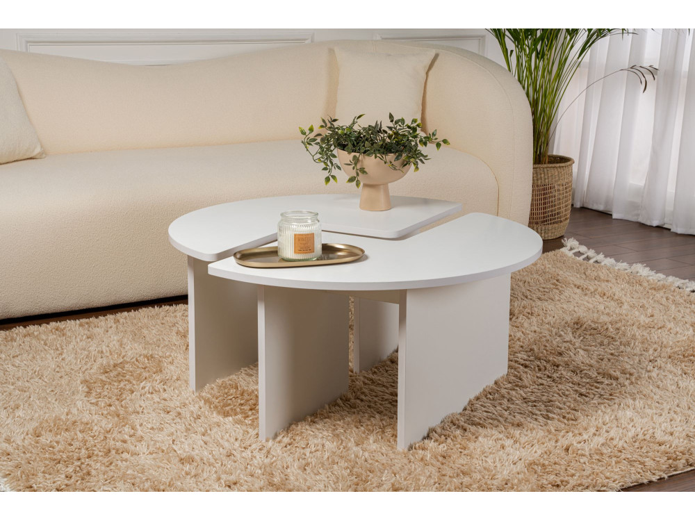 Houten salontafel "Moira" 90 x 90 x 41 cm - Natuurwit