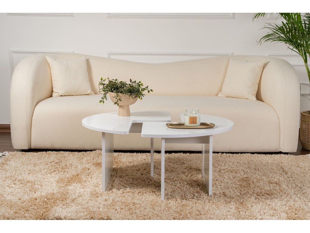 Houten salontafel "Moira" 90 x 90 x 41 cm - Natuurwit