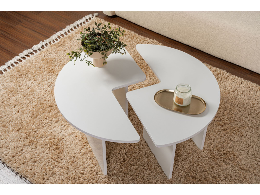 Houten salontafel "Moira" 90 x 90 x 41 cm - Natuurwit