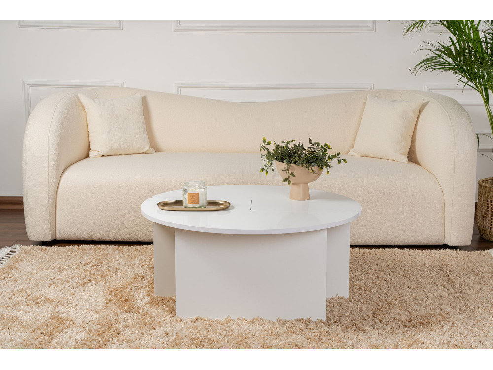 Houten salontafel "Moira" 90 x 90 x 41 cm - Natuurwit