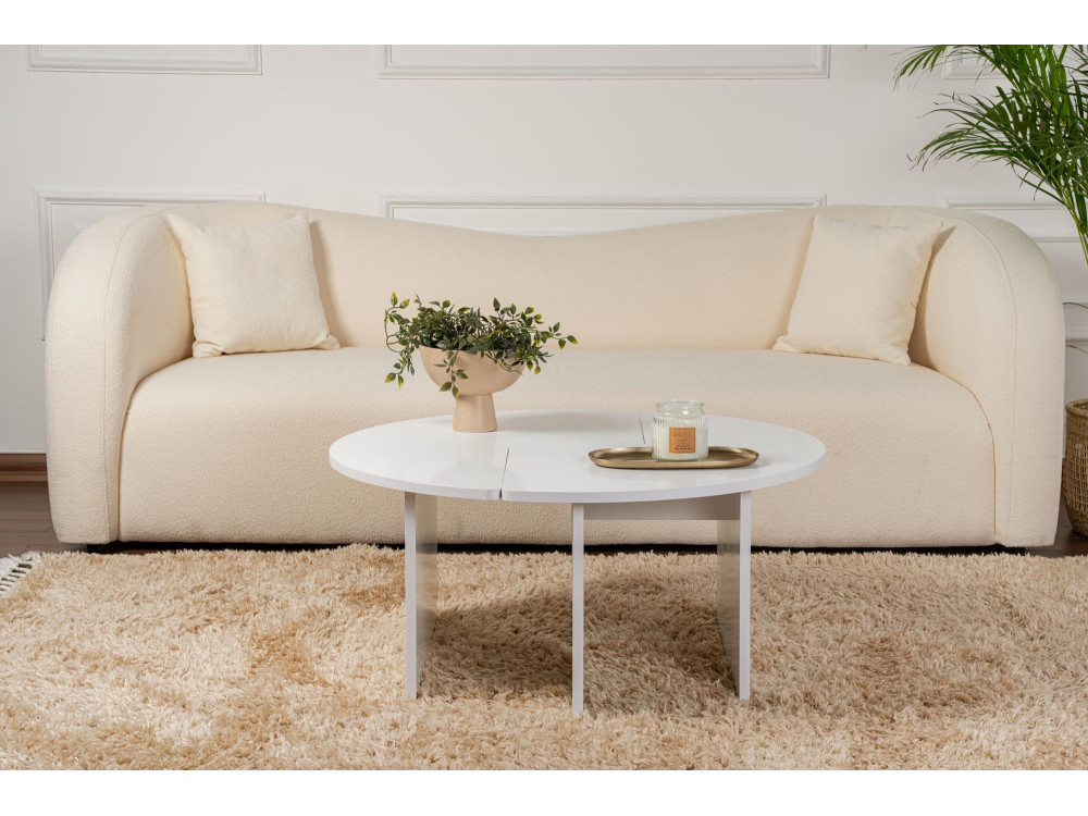 Houten salontafel "Moira" 90 x 90 x 41 cm - Natuurwit