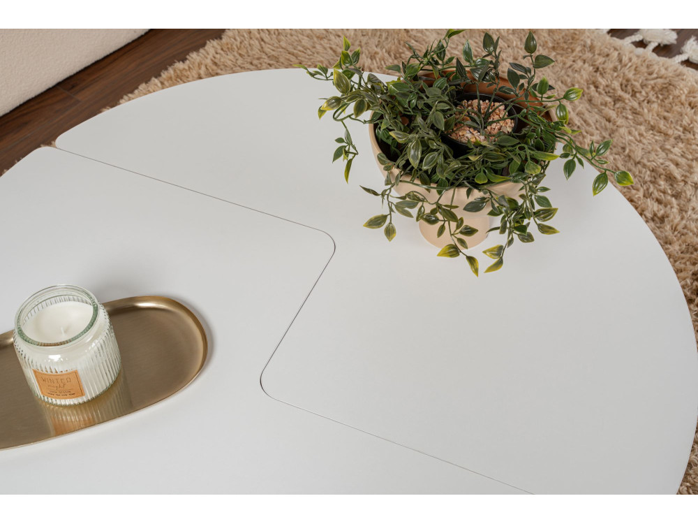 Houten salontafel "Moira" 90 x 90 x 41 cm - Natuurwit