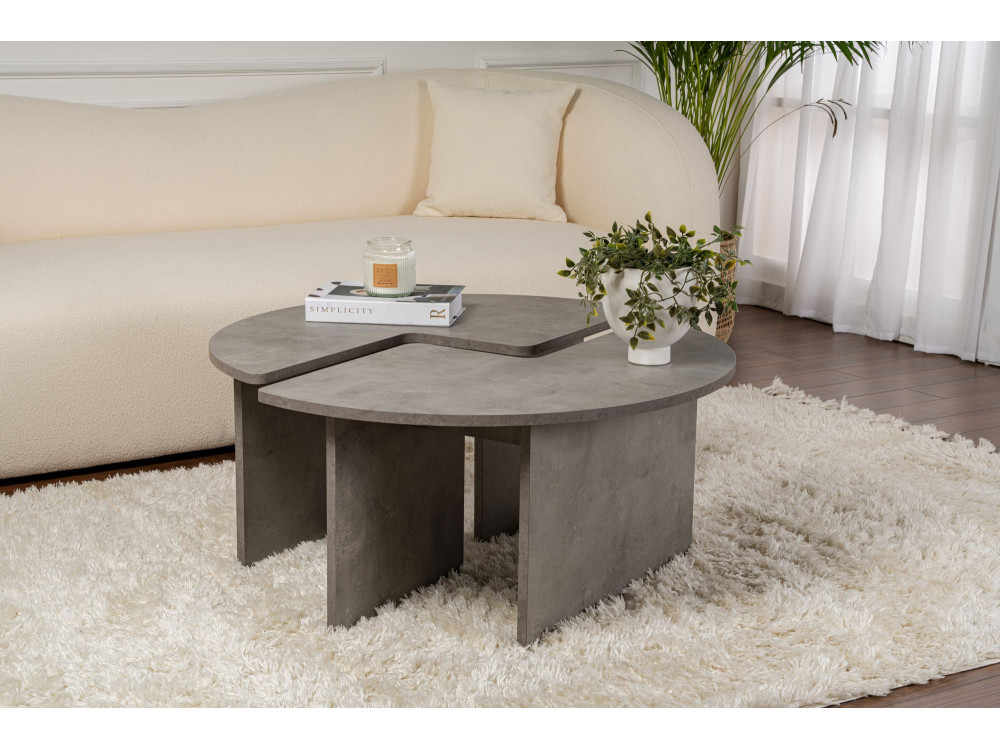 Houten salontafel "Moira" 90 x 90 x 41 cm - Beton grijs