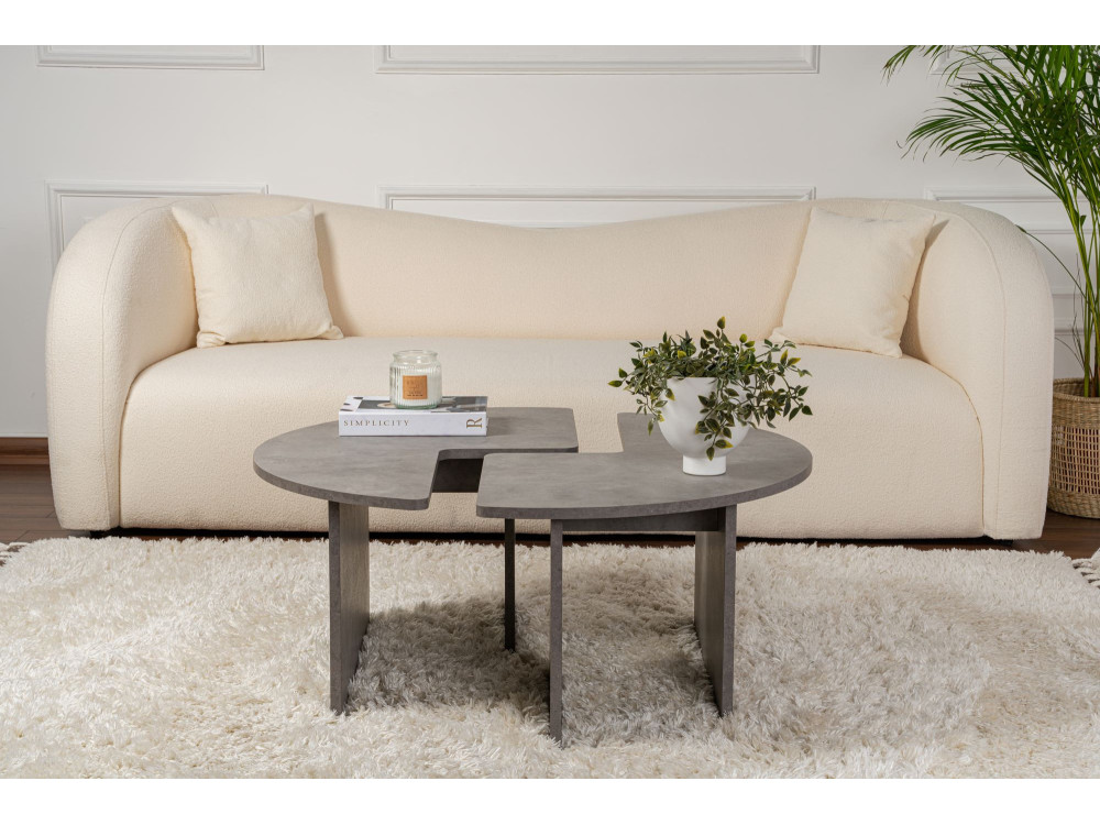 Houten salontafel "Moira" 90 x 90 x 41 cm - Beton grijs