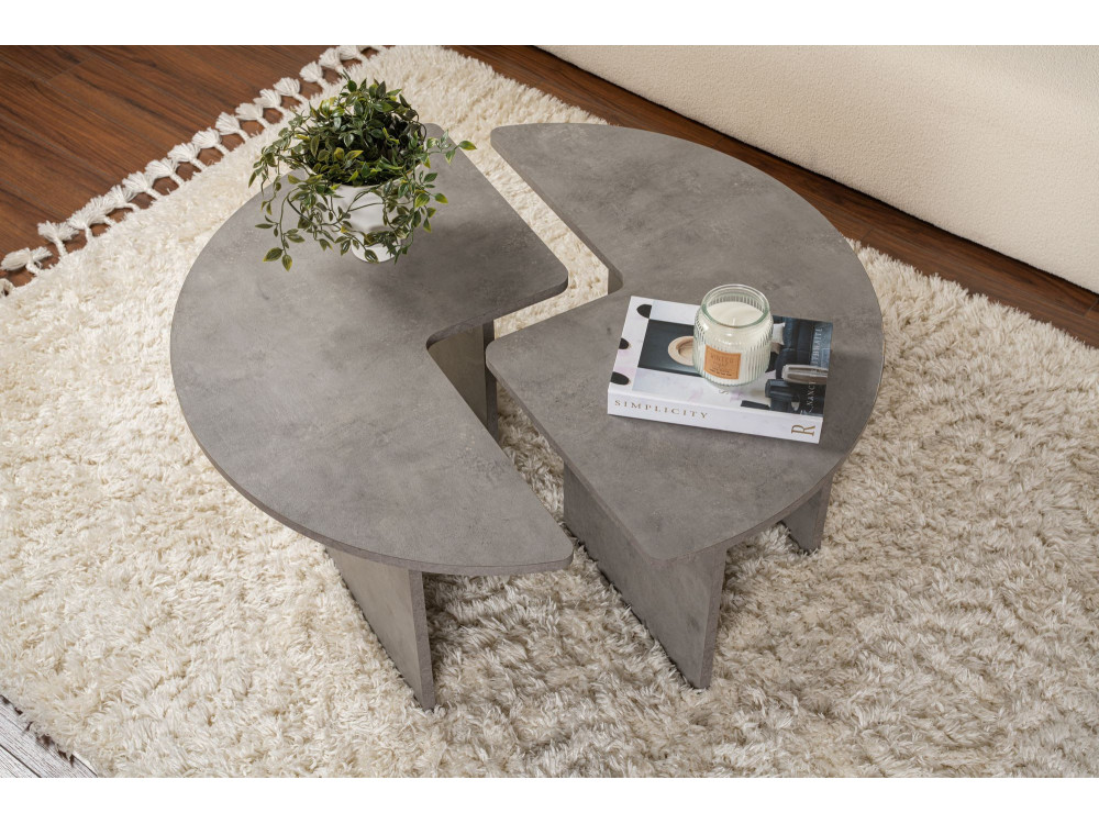 Houten salontafel "Moira" 90 x 90 x 41 cm - Beton grijs