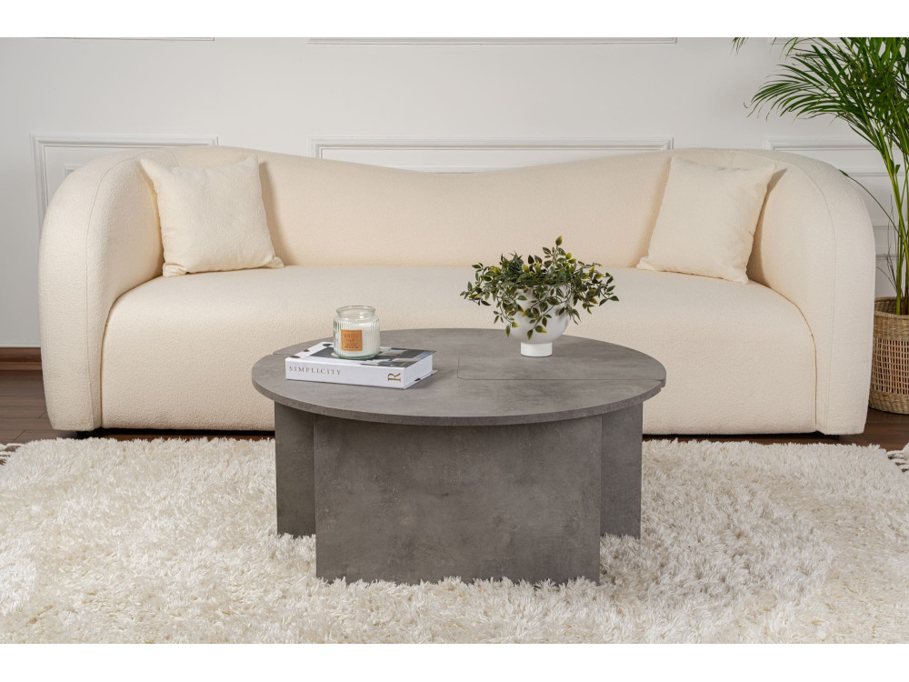 Houten salontafel "Moira" 90 x 90 x 41 cm - Beton grijs