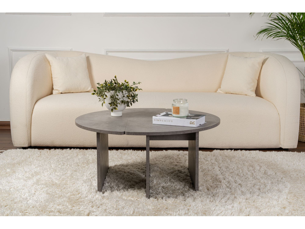 Houten salontafel "Moira" 90 x 90 x 41 cm - Beton grijs