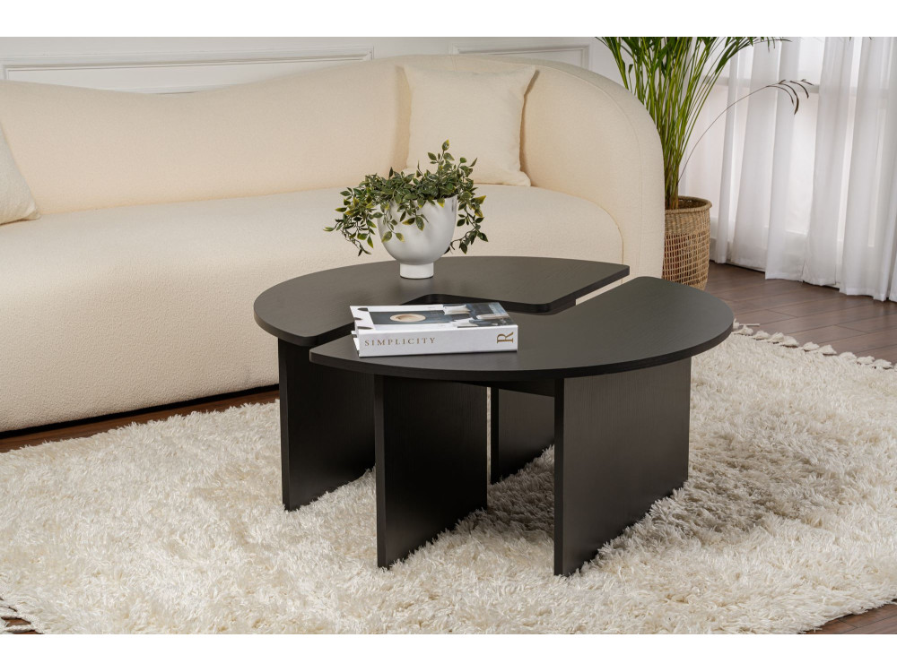 Houten salontafel "Moira" 90 x 90 x 41 cm - Zwart hout