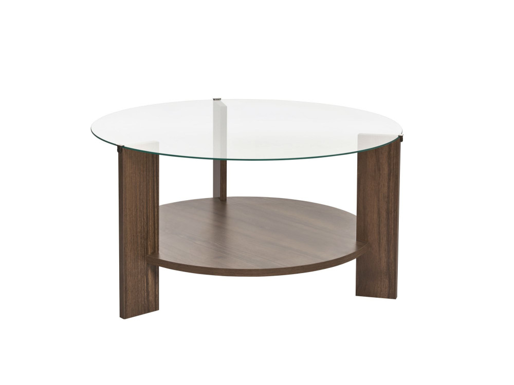 Houten salontafel "Clara" - 75 x 75 x 40 cm - NotenTransparant