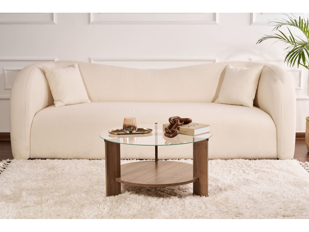 Houten salontafel "Clara" - 75 x 75 x 40 cm - NotenTransparant