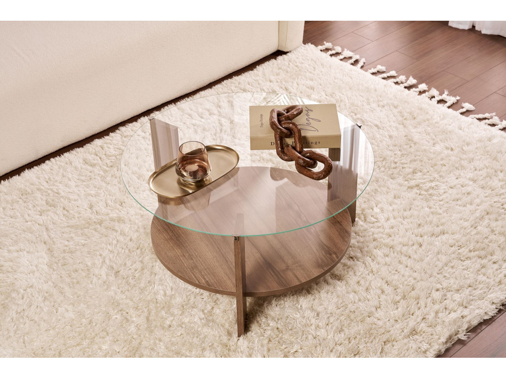 Houten salontafel "Clara" - 75 x 75 x 40 cm - NotenTransparant