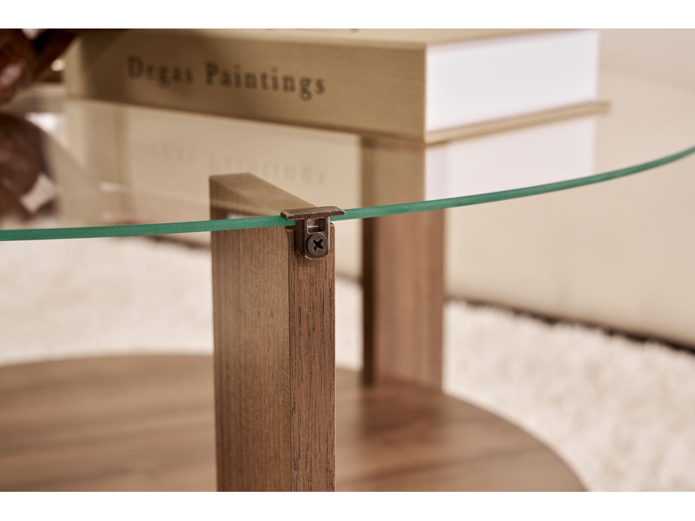 Houten salontafel "Clara" - 75 x 75 x 40 cm - NotenTransparant
