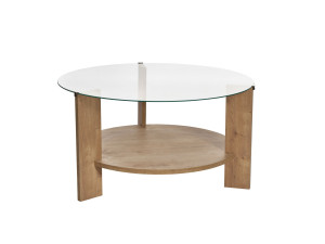 Houten salontafel "Clara" - 75 x 75 x 40 cm - SaphirTransparant Eik