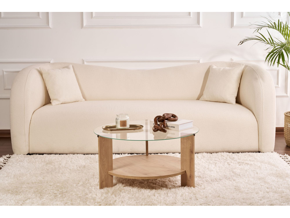 Houten salontafel "Clara" - 75 x 75 x 40 cm - SaphirTransparant Eik