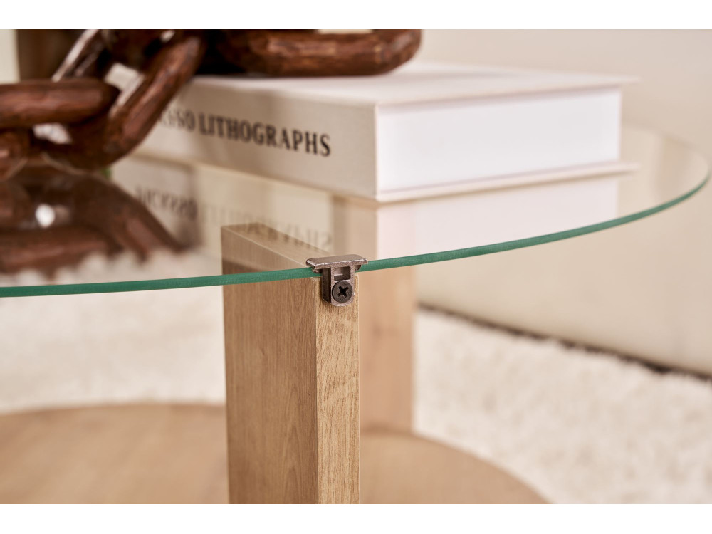 Houten salontafel "Clara" - 75 x 75 x 40 cm - SaphirTransparant Eik