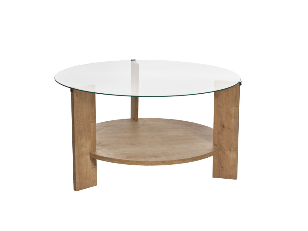 Houten salontafel "Clara" - 75 x 75 x 40 cm - SaphirTransparant Eik