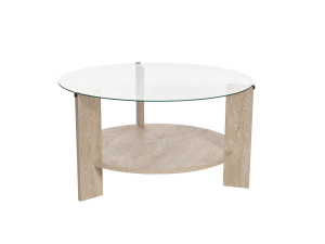 Houten salontafel "Clara" - 75 x 75 x 40 cm - TravertinTransparant