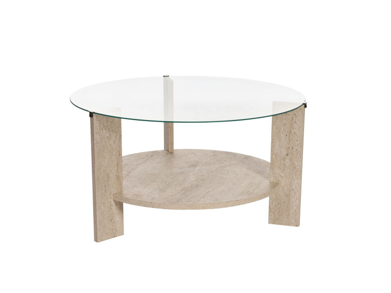 Houten salontafel "Clara" - 75 x 75 x 40 cm - TravertinTransparant