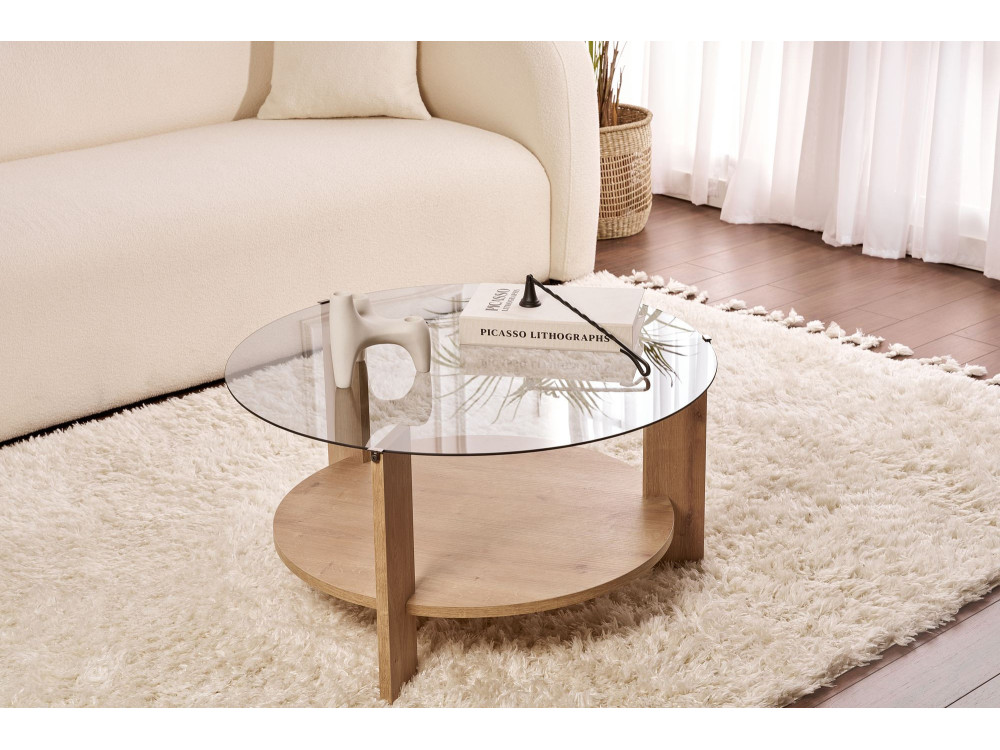 Houten salontafel "Clara" - 75 x 75 x 40 cm - Eik SaphirFumées