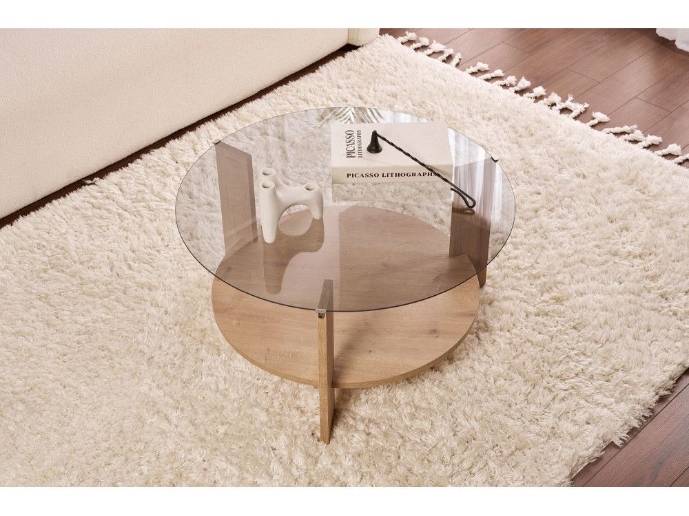 Houten salontafel "Clara" - 75 x 75 x 40 cm - Eik SaphirFumées