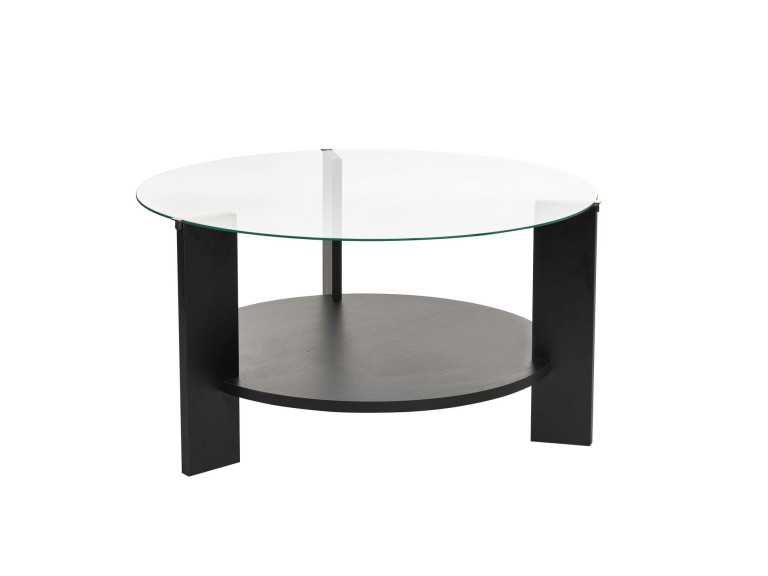 Houten salontafel "Clara" - 75 x 75 x 40 cm - Zwart HoutTransparant