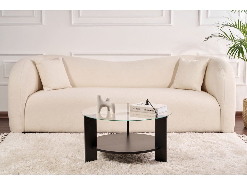 Houten salontafel "Clara" - 75 x 75 x 40 cm - Zwart HoutTransparant