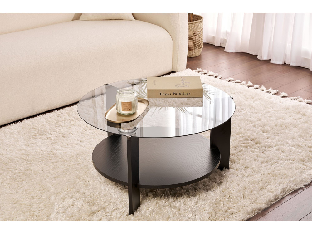 Houten salontafel "Clara" - 75 x 75 x 40 cm - NoirFumée hout