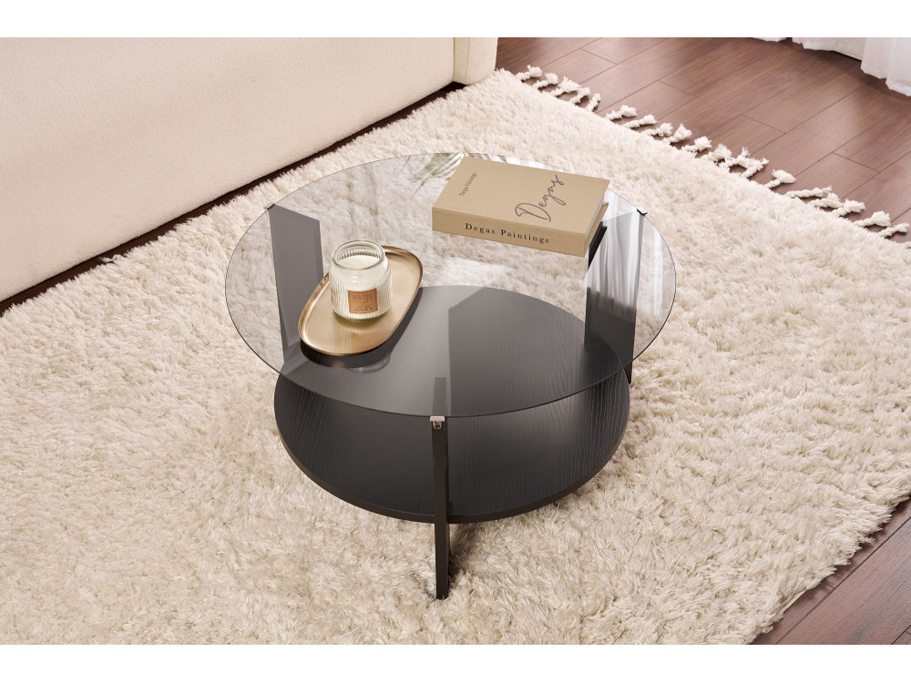 Houten salontafel "Clara" - 75 x 75 x 40 cm - NoirFumée hout