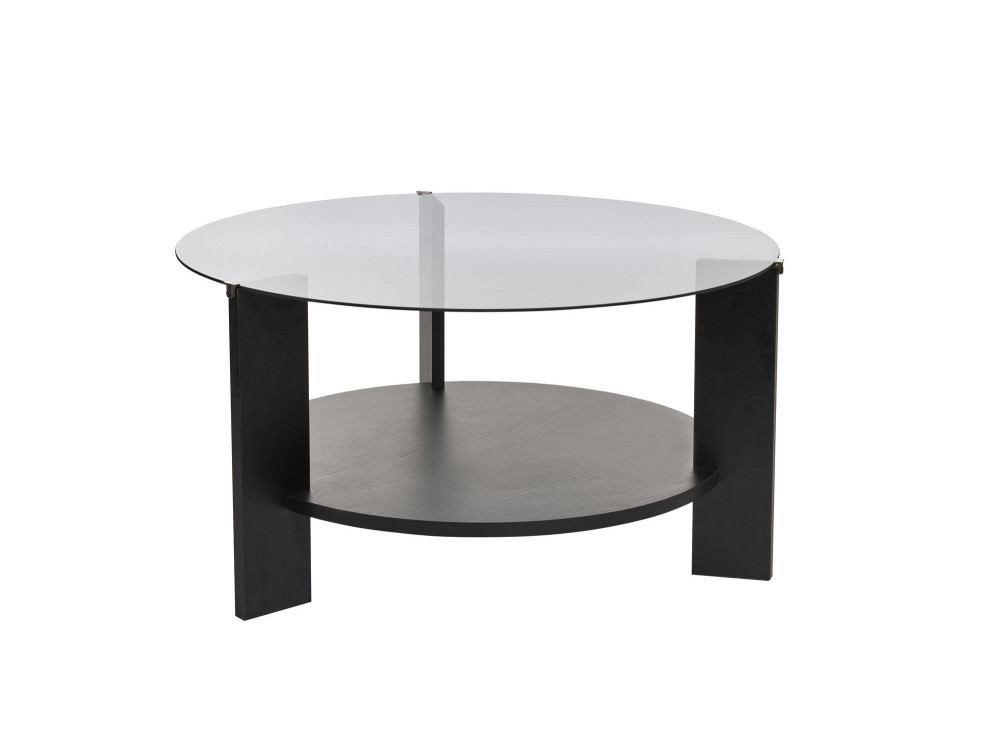 Houten salontafel "Clara" - 75 x 75 x 40 cm - NoirFumée hout