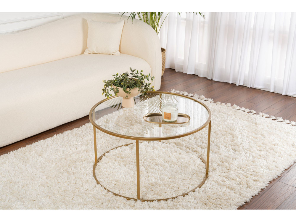 Metalen salontafel "Aurum" - 80 x 80 x 43 cm - Transparant Goud